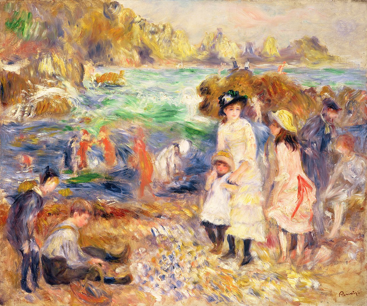 Scena di spiaggia, Guernsey (Enfants au bord de la Mer a Guernsey) 1883 da Pierre Auguste Renoir
