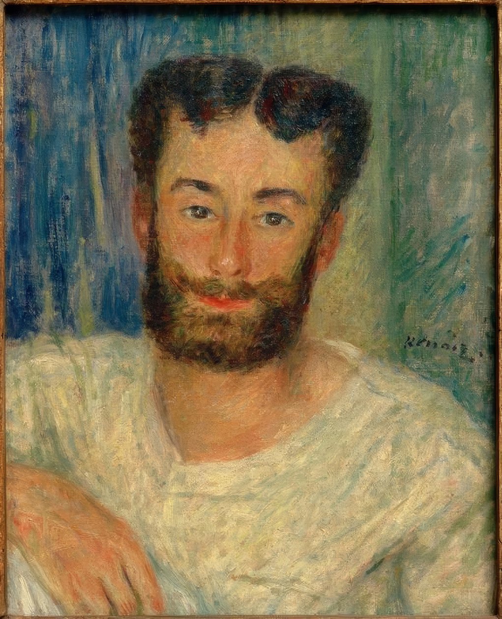 Ritratto di un giovane uomo barbuto con gilet scollato (Il vogatore di Bougival) da Pierre Auguste Renoir