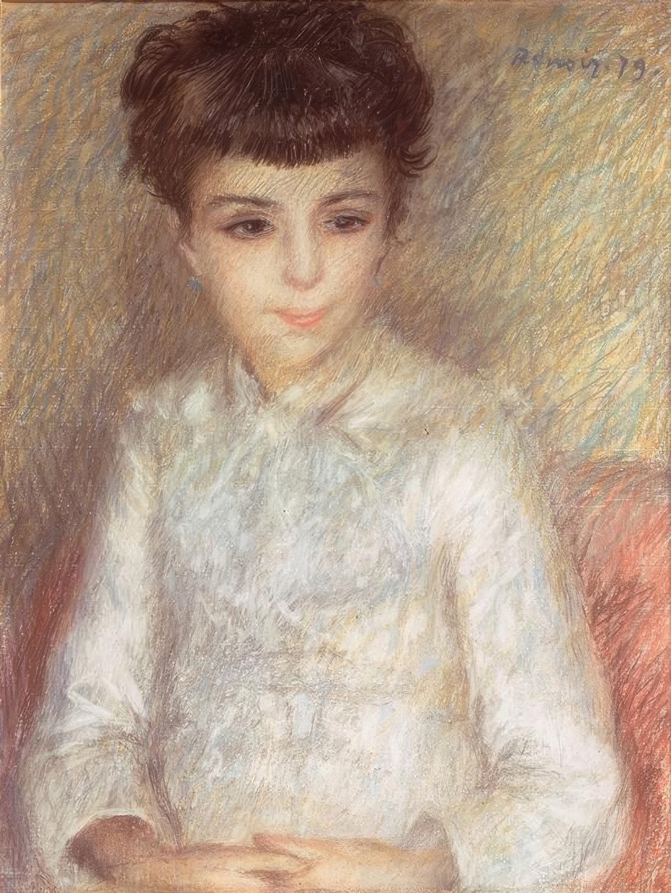 Ritratto di una giovane ragazza con capelli castani da Pierre Auguste Renoir