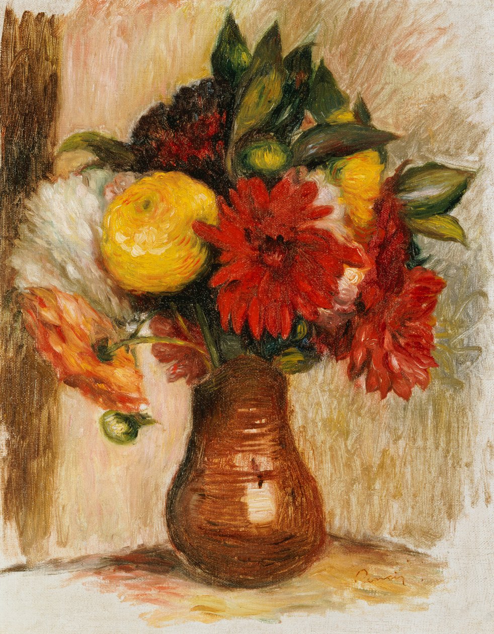 Bouquet di fiori in una brocca di pietra da Pierre-Auguste Renoir