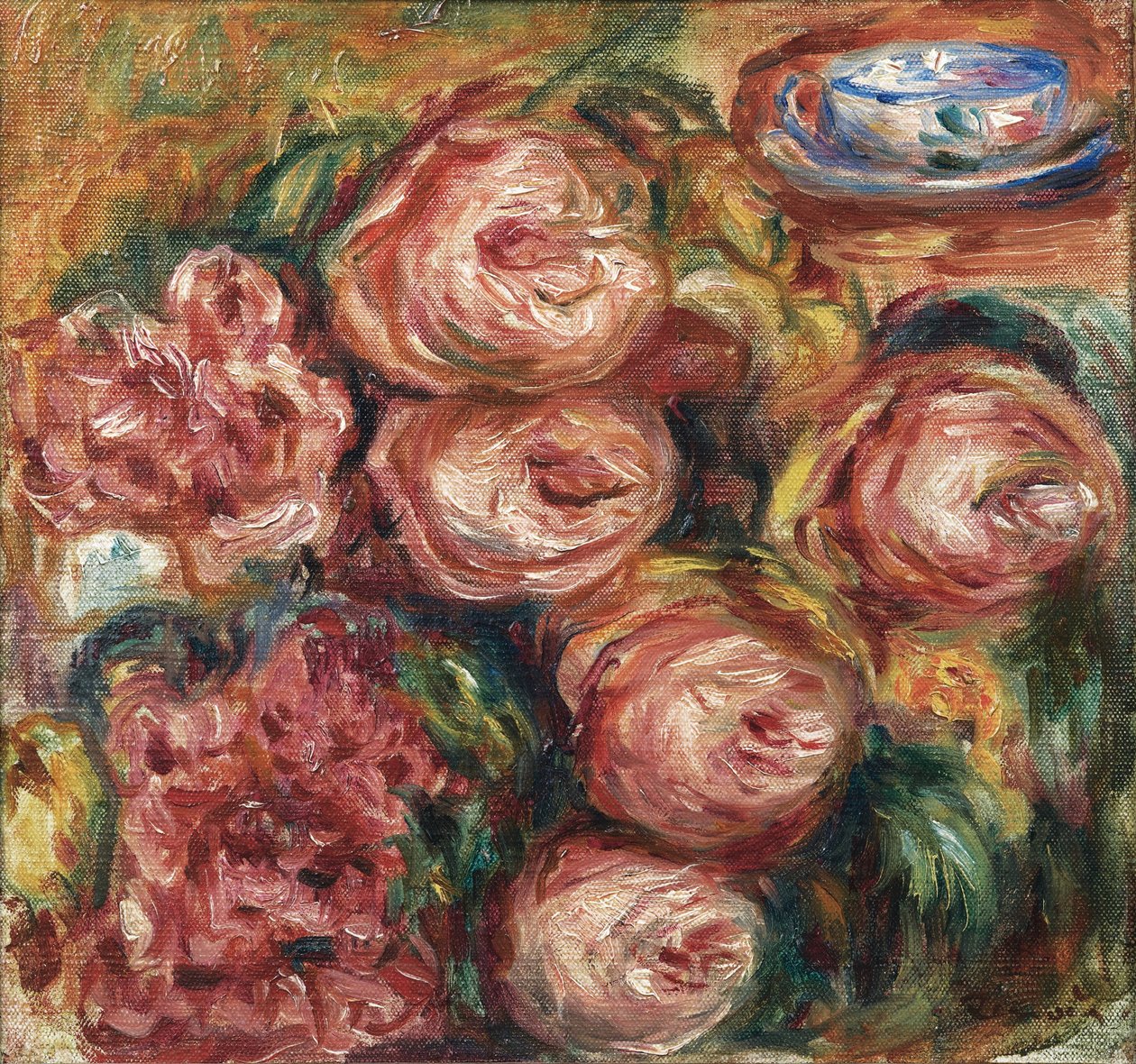 Composizione con rose e una tazza di tè da Pierre Auguste Renoir