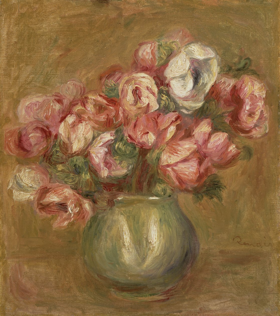 Fiori in un vaso verde da Pierre Auguste Renoir