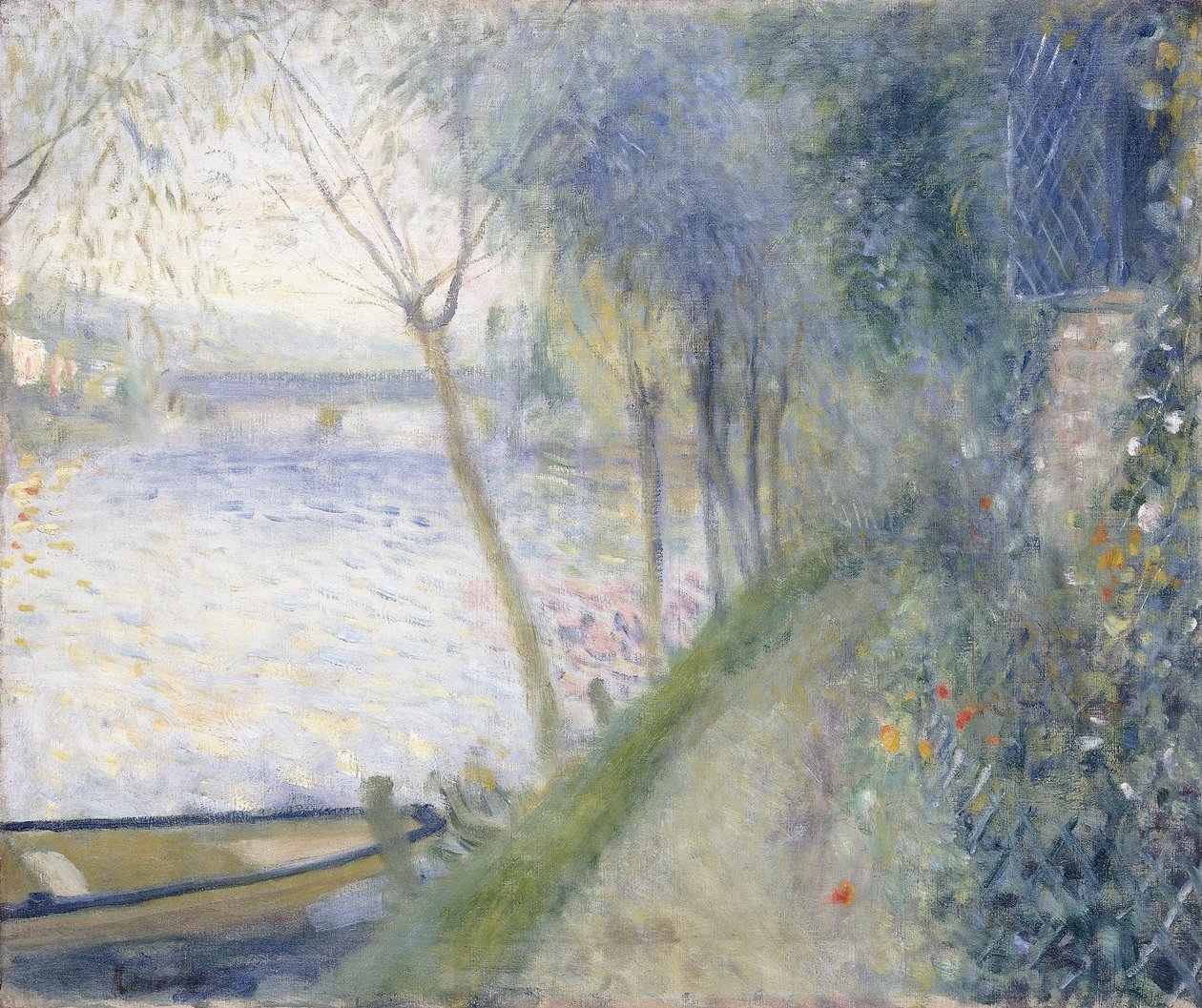 Paesaggio al bordo della Senna con il ponte d