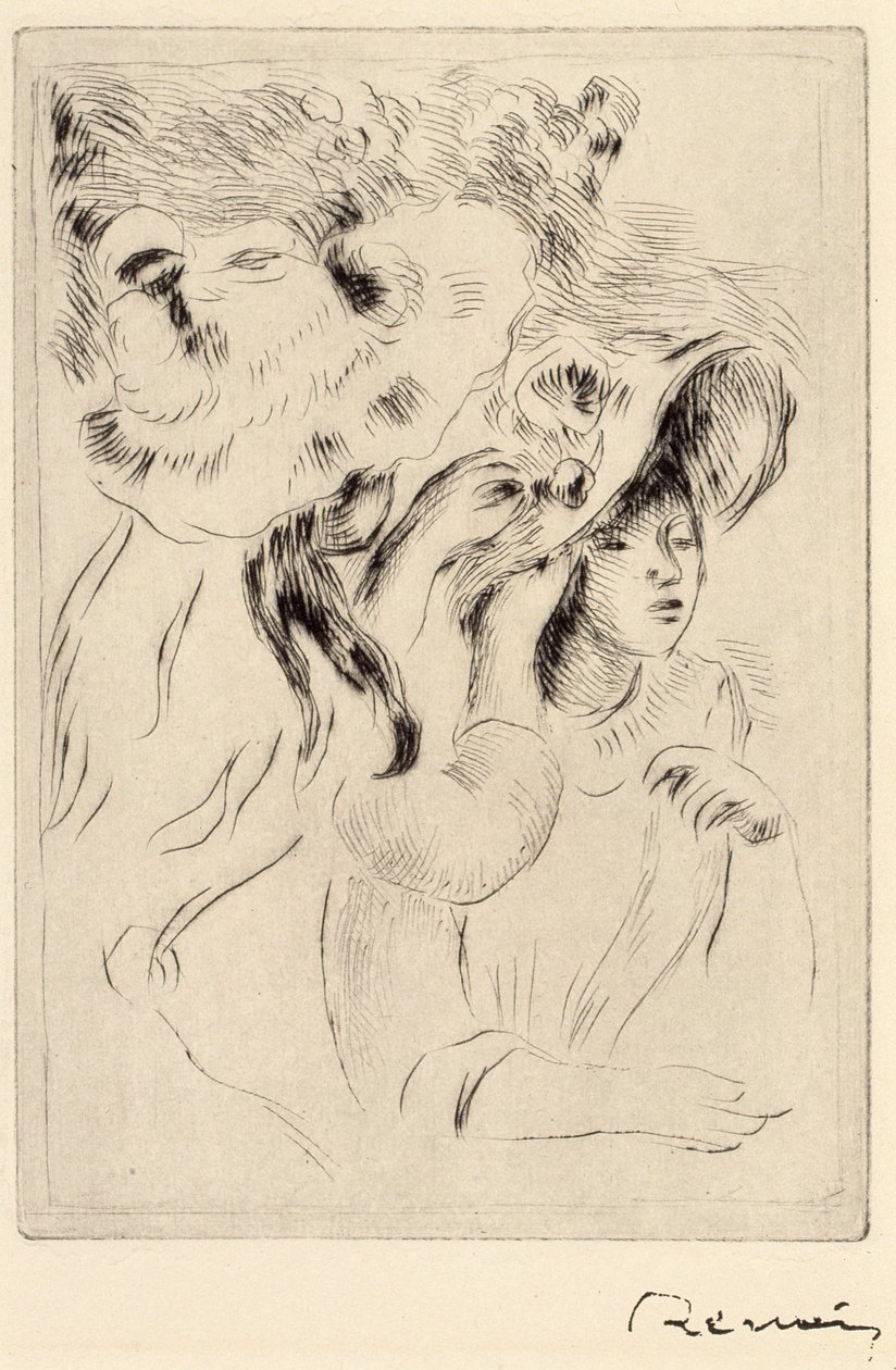 Le Chapeau Epignele, fissare il cappello, c1894 da Pierre Auguste Renoir
