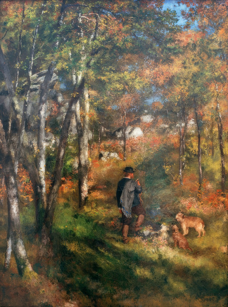 Il pittore Jules Le Coeur e i suoi cani nella foresta di Fontainebleau da Pierre Auguste Renoir