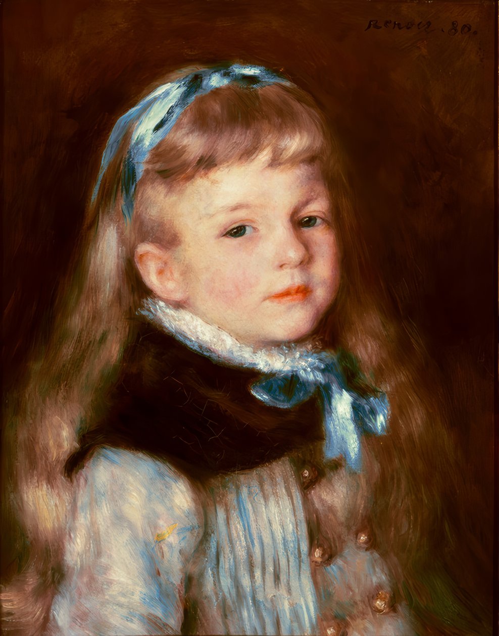 Mademoiselle Grimprel con il nastro blu da Pierre Auguste Renoir