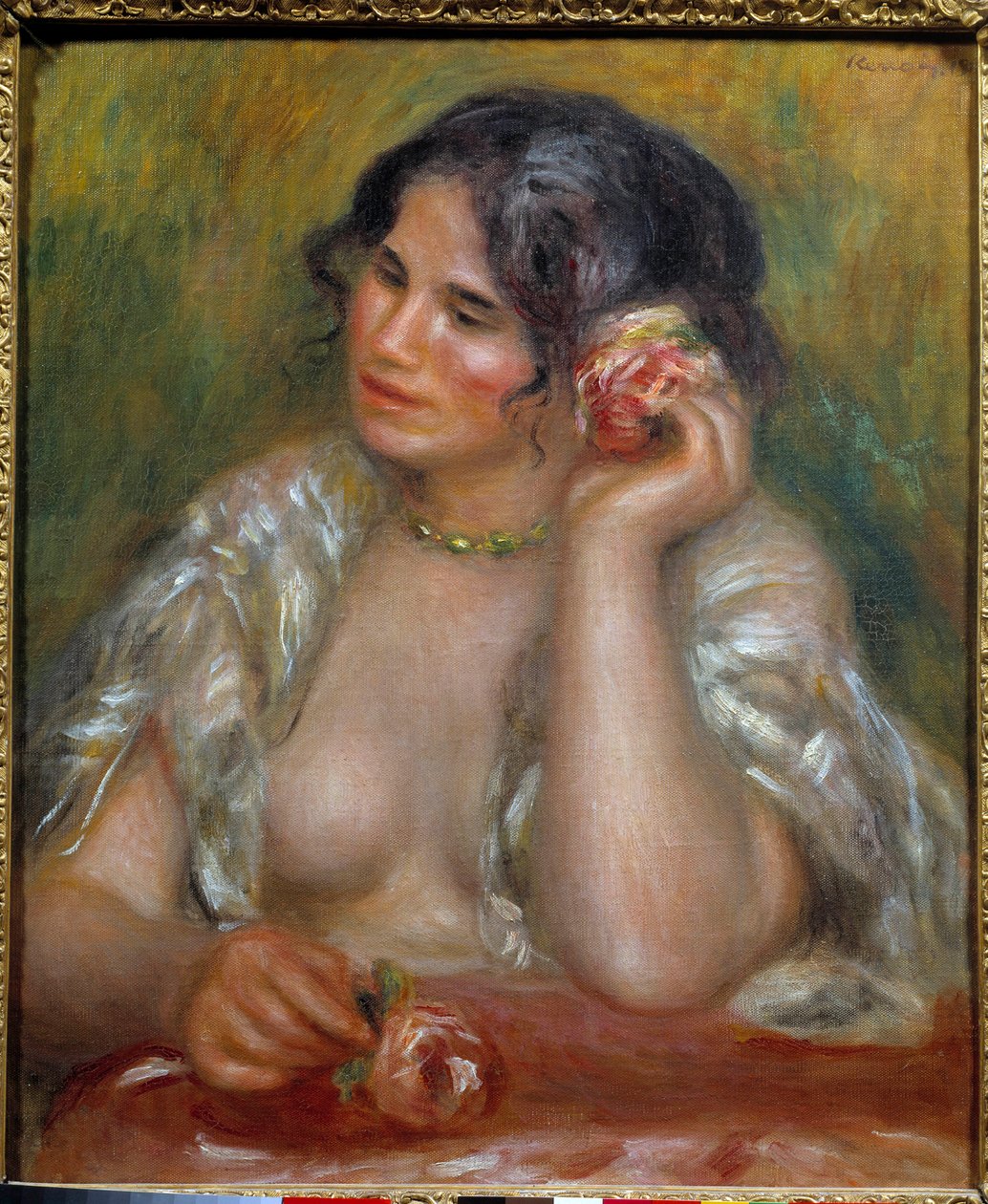 Ritratto di Gabrielle con la rosa. Dipinto di Pierre Auguste Renoir da Pierre Auguste Renoir