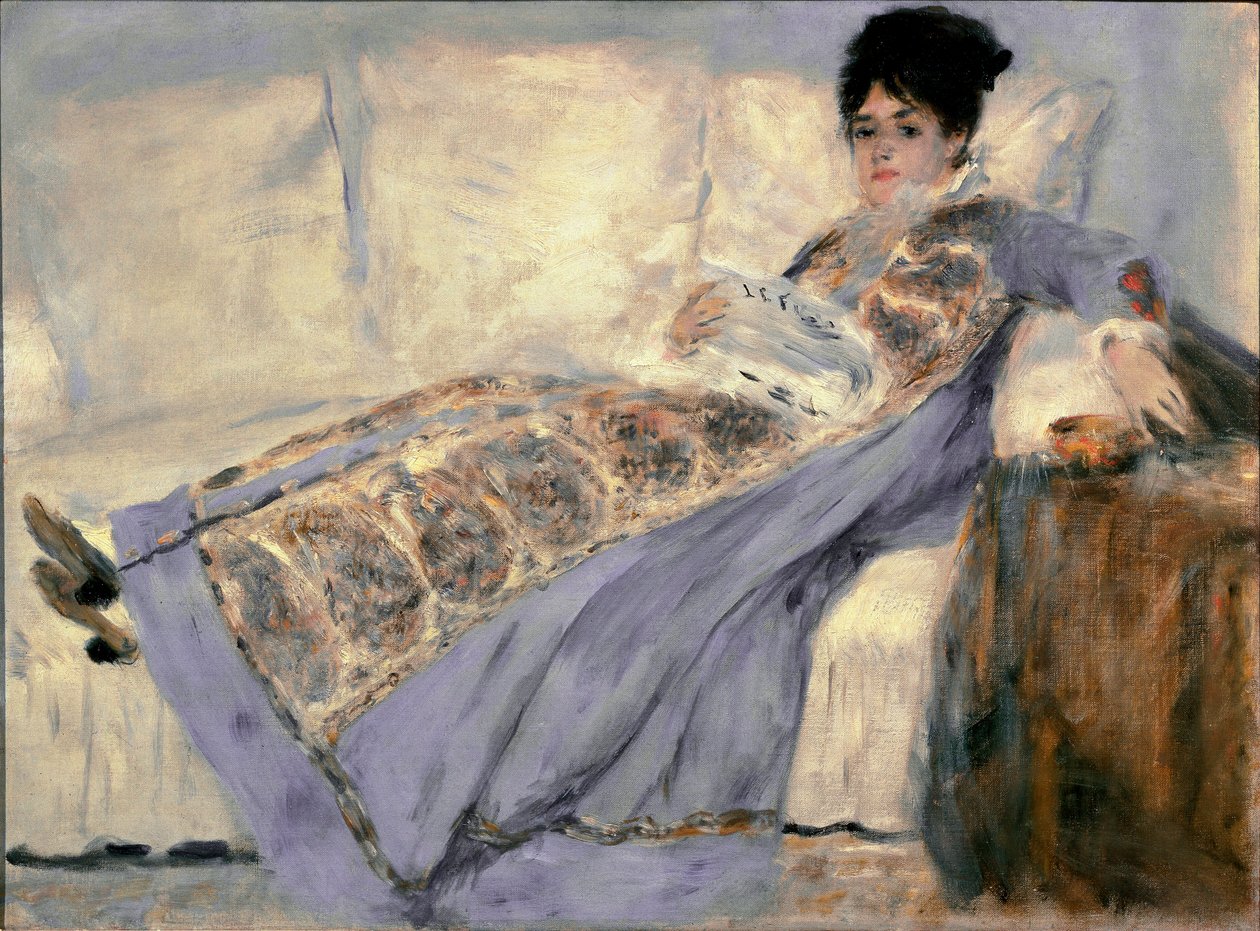 Ritratto di Madame Monet (Camille Madame Monet che legge il giornale "Le Figaro") da Pierre Auguste Renoir
