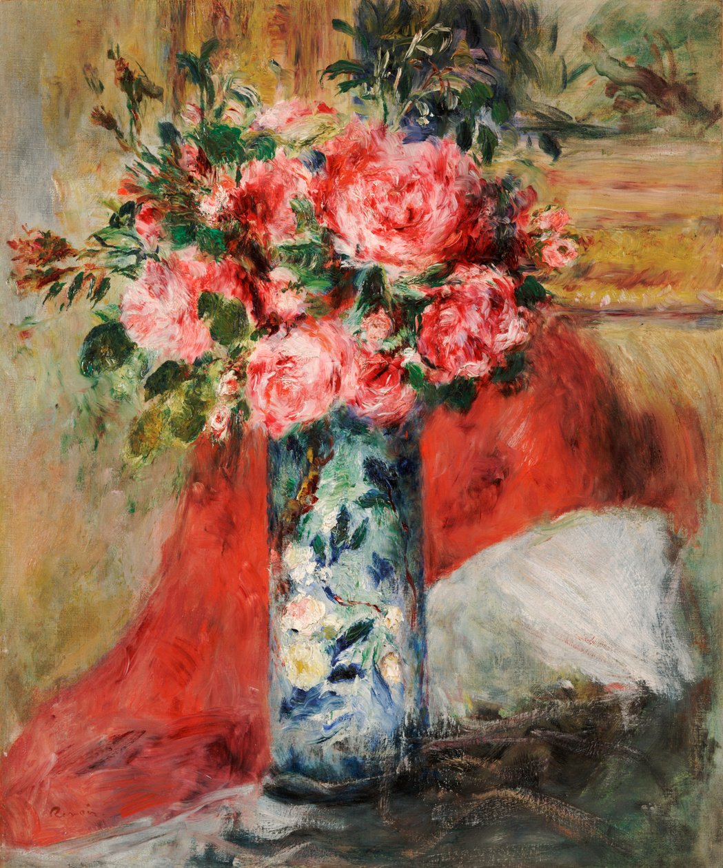Rose e peonie in un vaso da Pierre-Auguste Renoir
