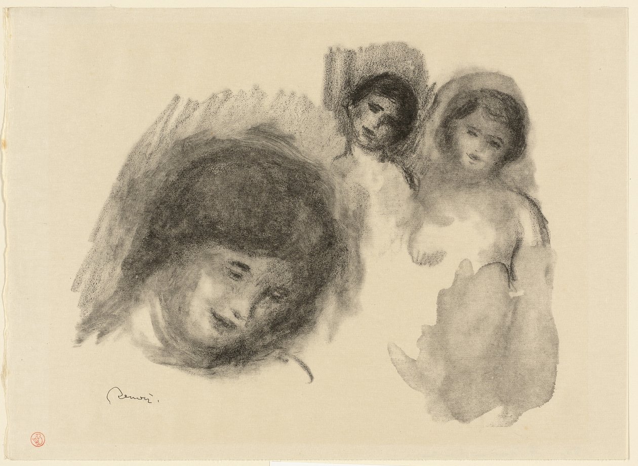 Pietra con tre schizzi da Pierre Auguste Renoir