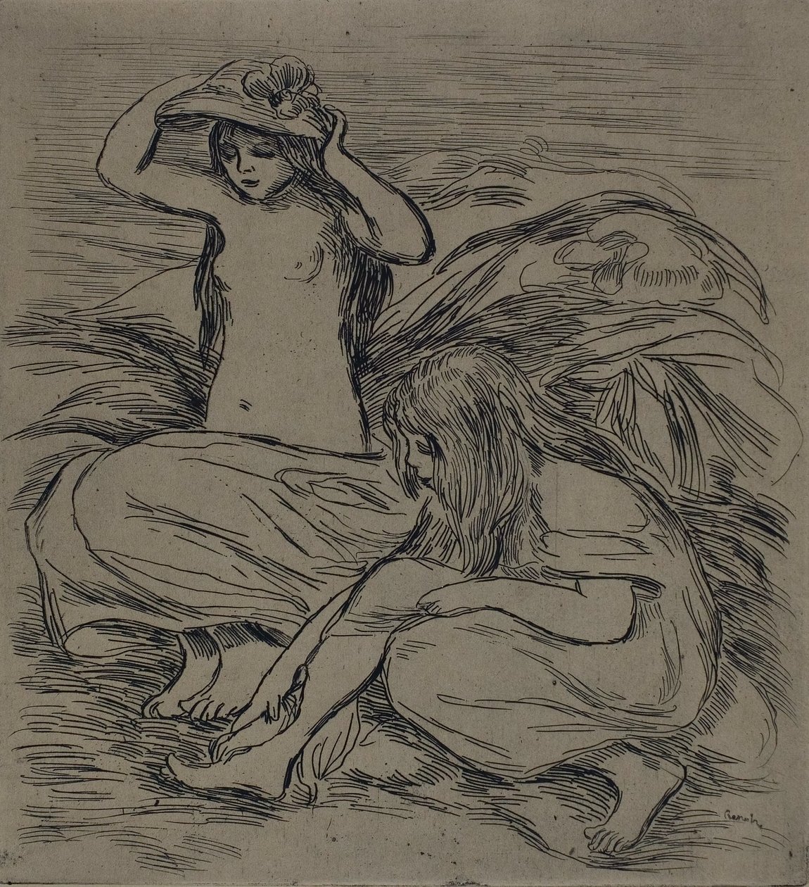 Due Donne che si Bagnano da Pierre Auguste Renoir
