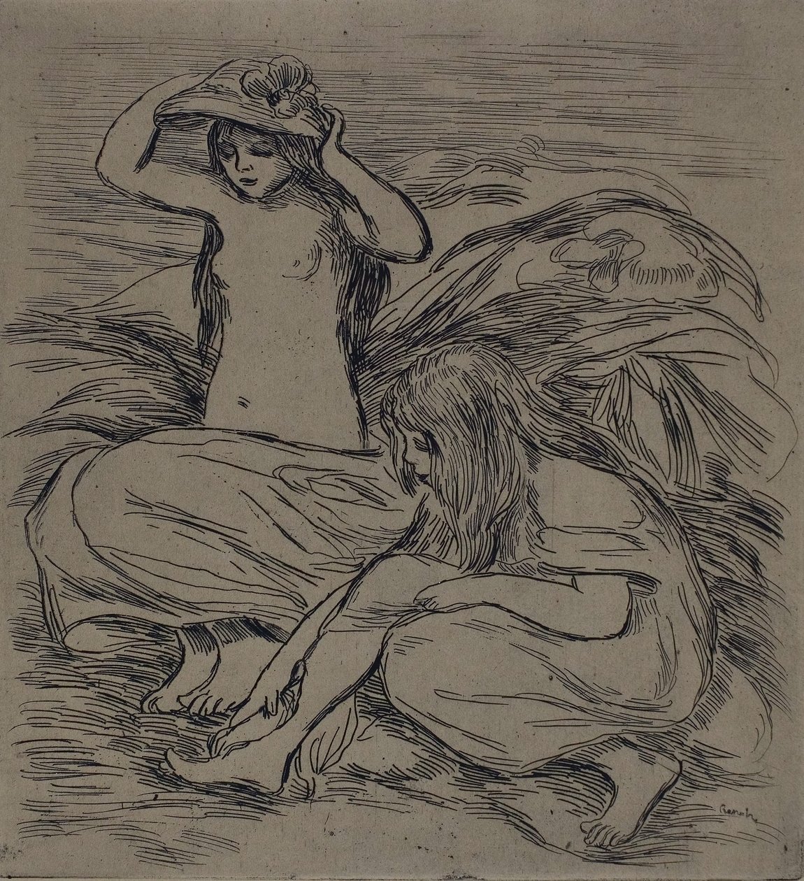 Due donne che fanno il bagno, c.1895 da Pierre Auguste Renoir