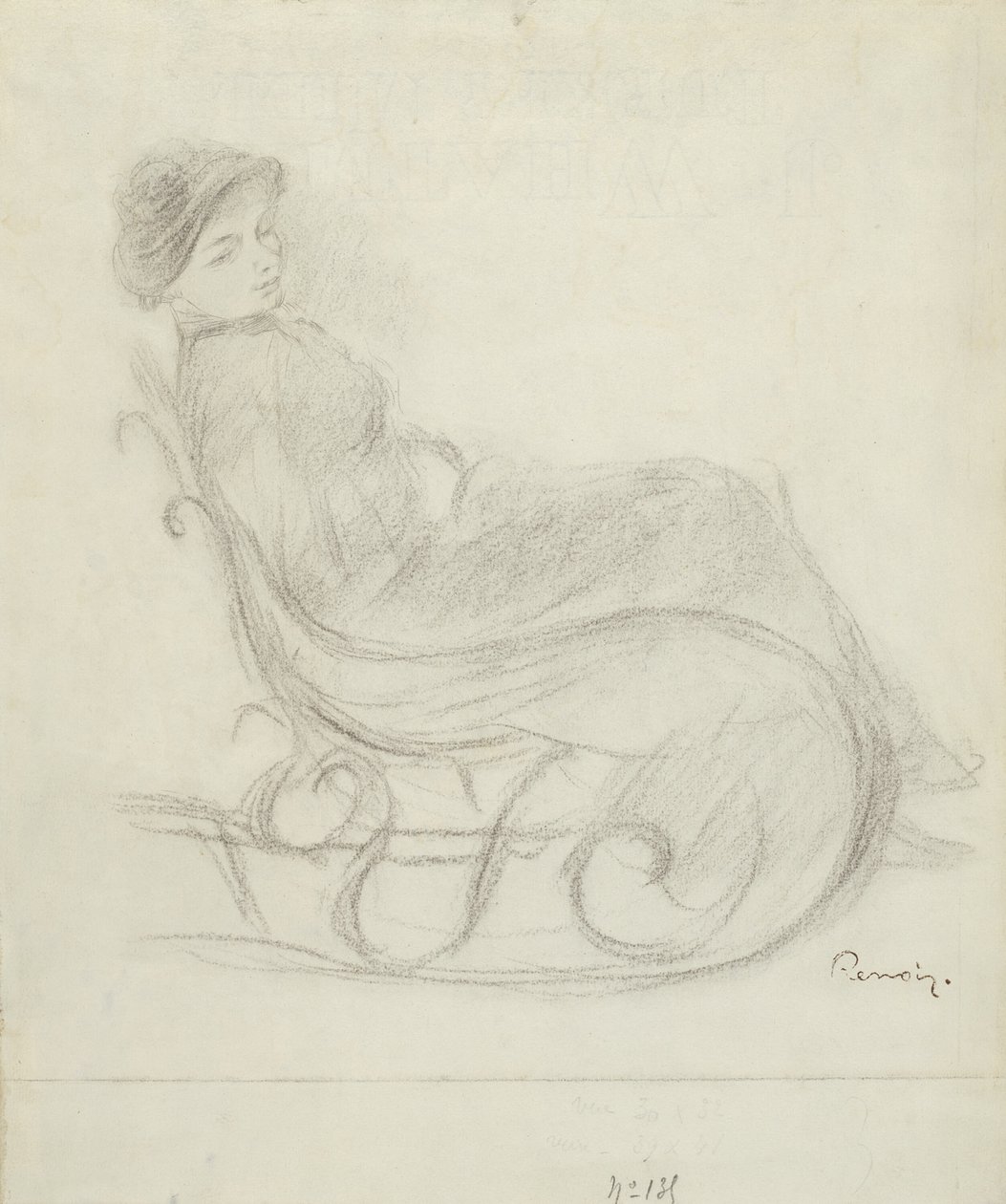Donna seduta su una sedia (recto); Donna su una sedia, vista da dietro (verso) da Pierre Auguste Renoir