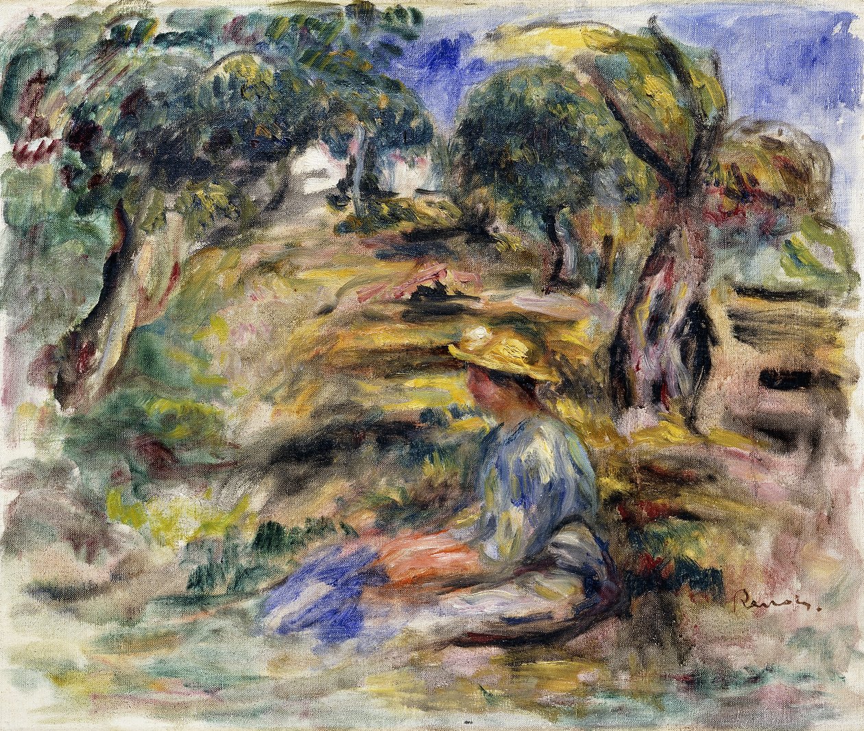 Donna in Blu, Seduta da Pierre Auguste Renoir