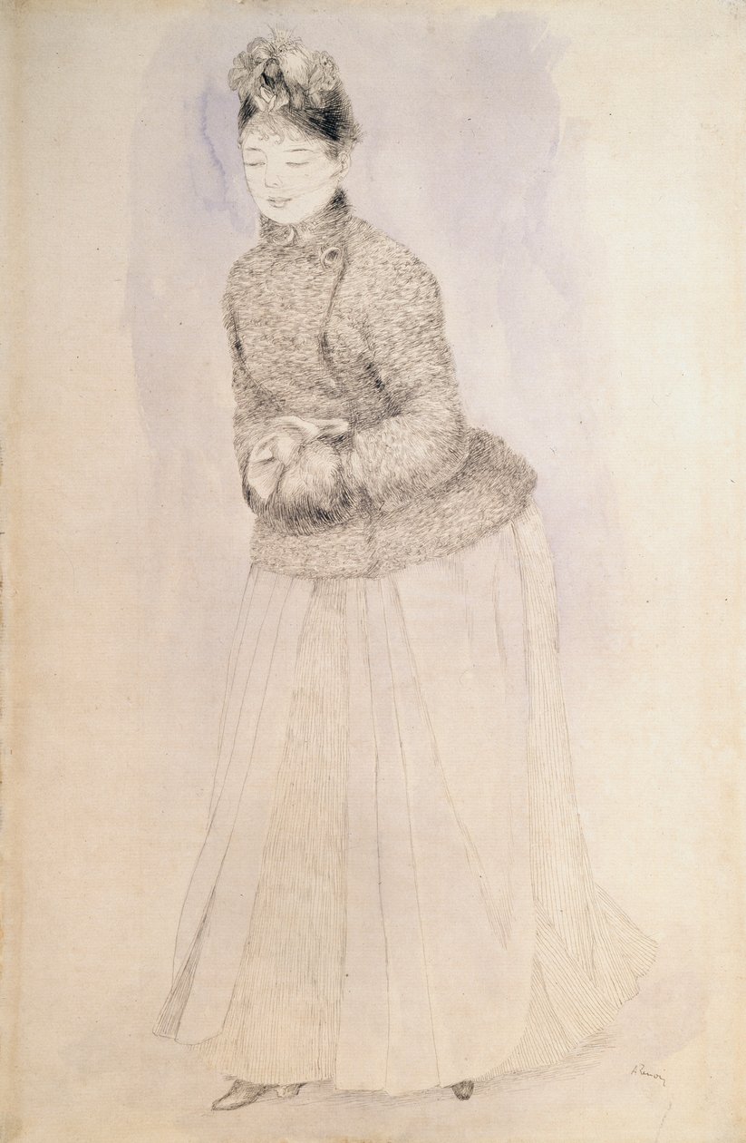 Donna con manicotto da Pierre Auguste Renoir
