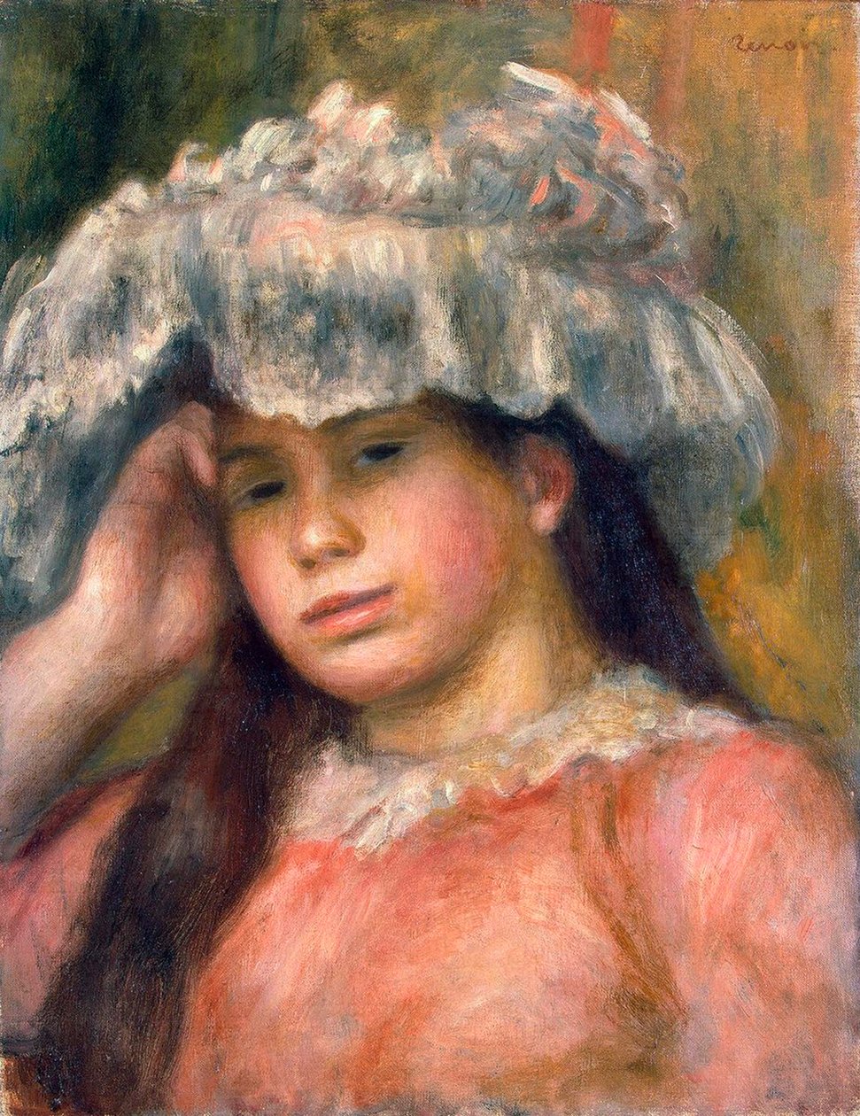 Giovane ragazza con cappello da Pierre Auguste Renoir