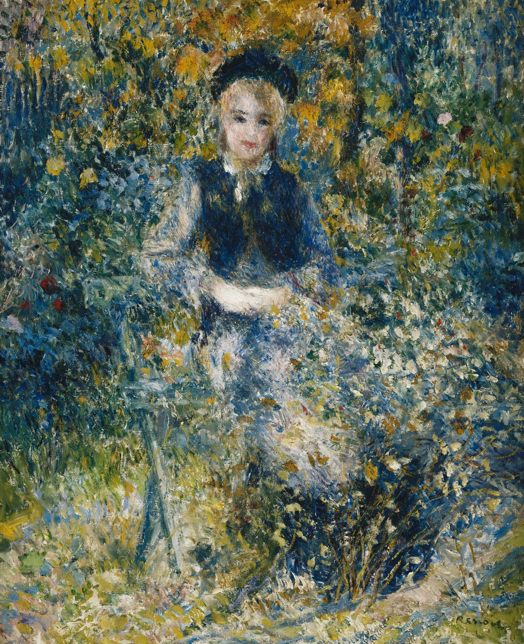 Giovane ragazza su una panchina, 1875 da Pierre Auguste Renoir