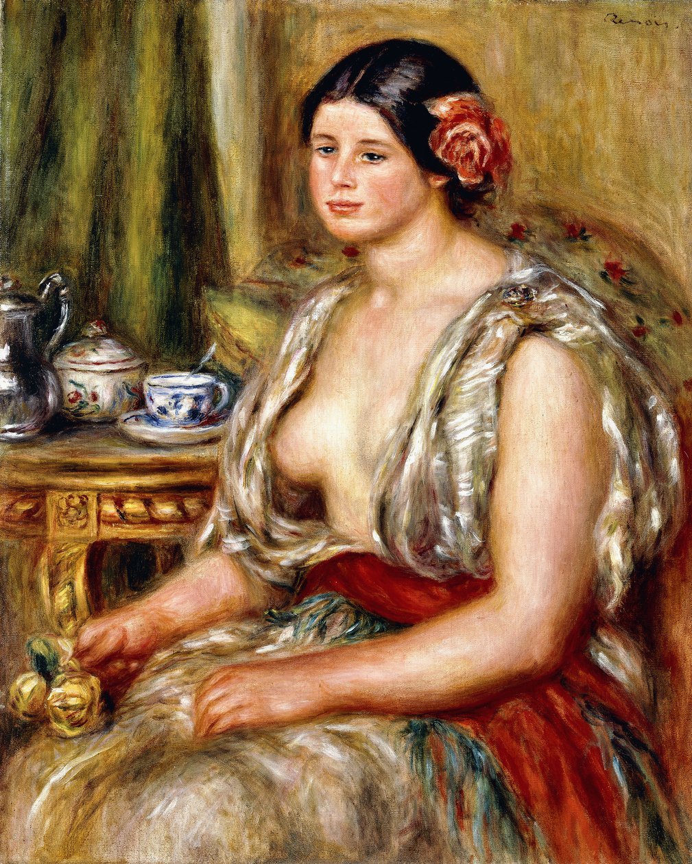 Giovane ragazza seduta in costume orientale, 1905 da Pierre Auguste Renoir