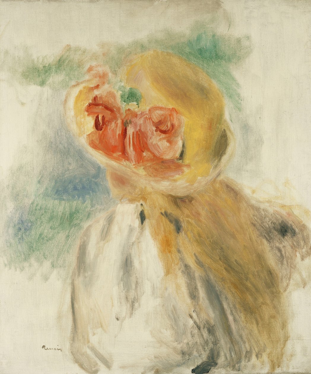 Giovane ragazza con fiori nel cappello, c.1900-1905 da Pierre Auguste Renoir