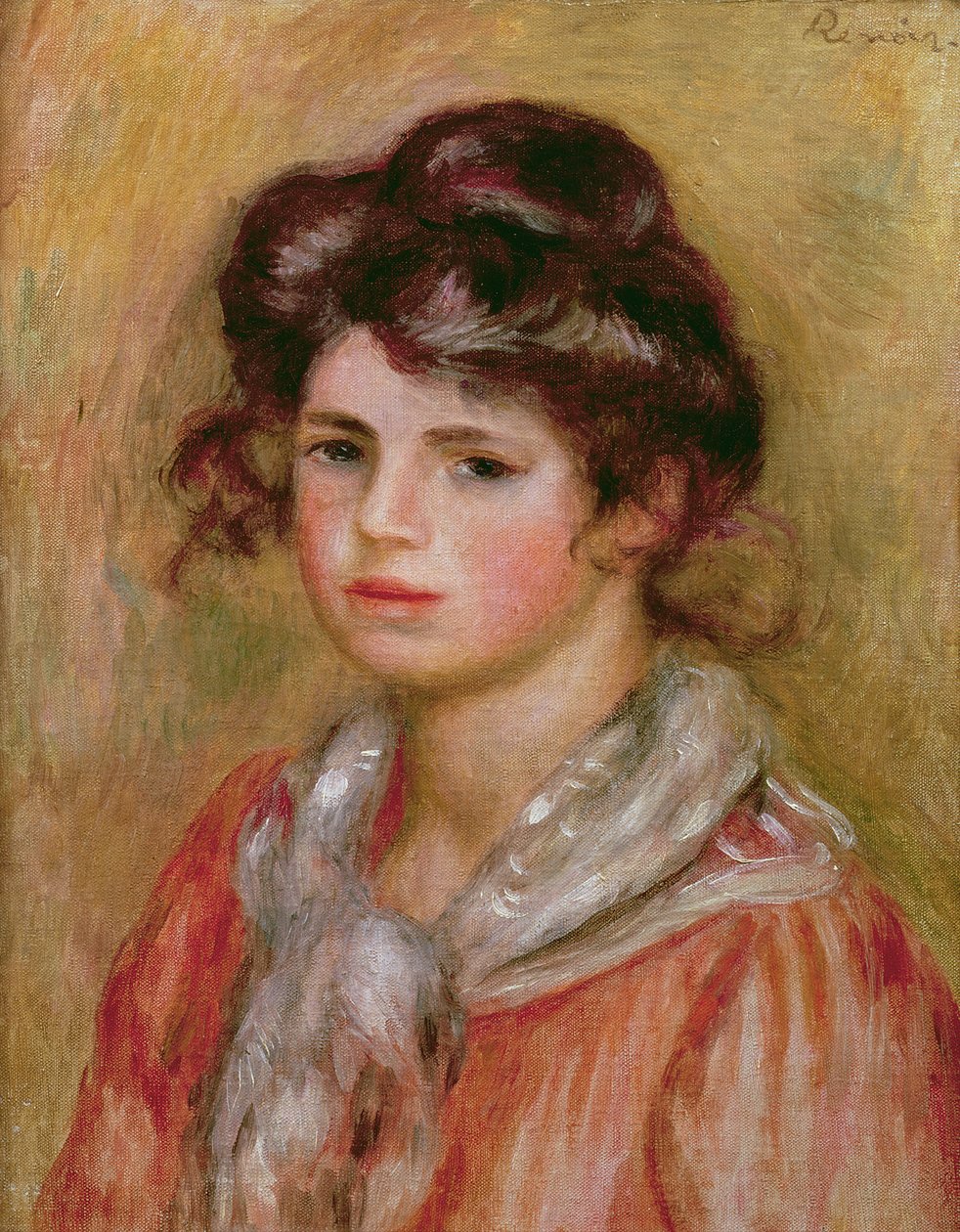 Giovane ragazza con un fazzoletto bianco da Pierre-Auguste Renoir