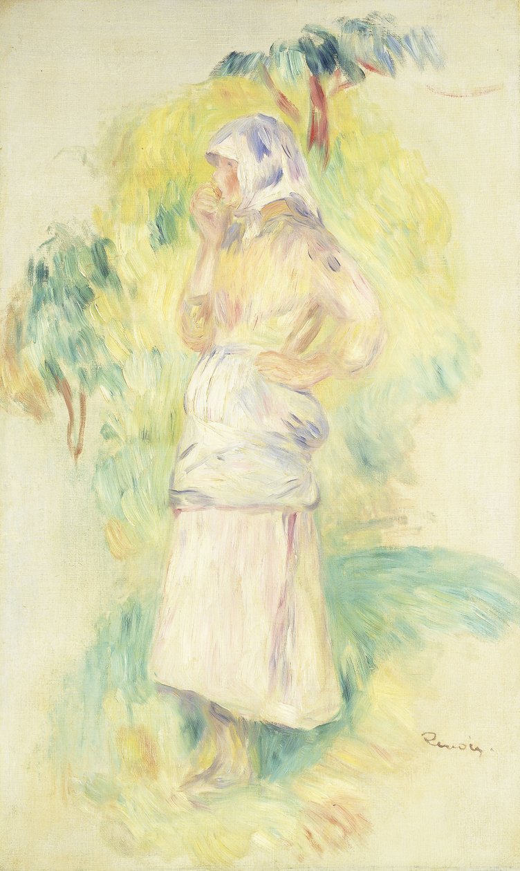 Giovane contadina che mangia una mela, c.1894 da Pierre Auguste Renoir