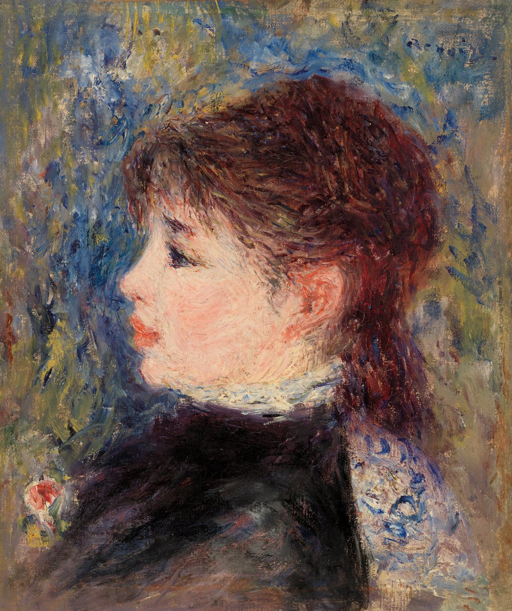 Giovane donna con rosa da Pierre Auguste Renoir