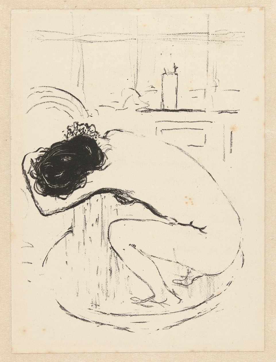 Donna nuda accovacciata in una tinozza che si lava da Pierre Bonnard