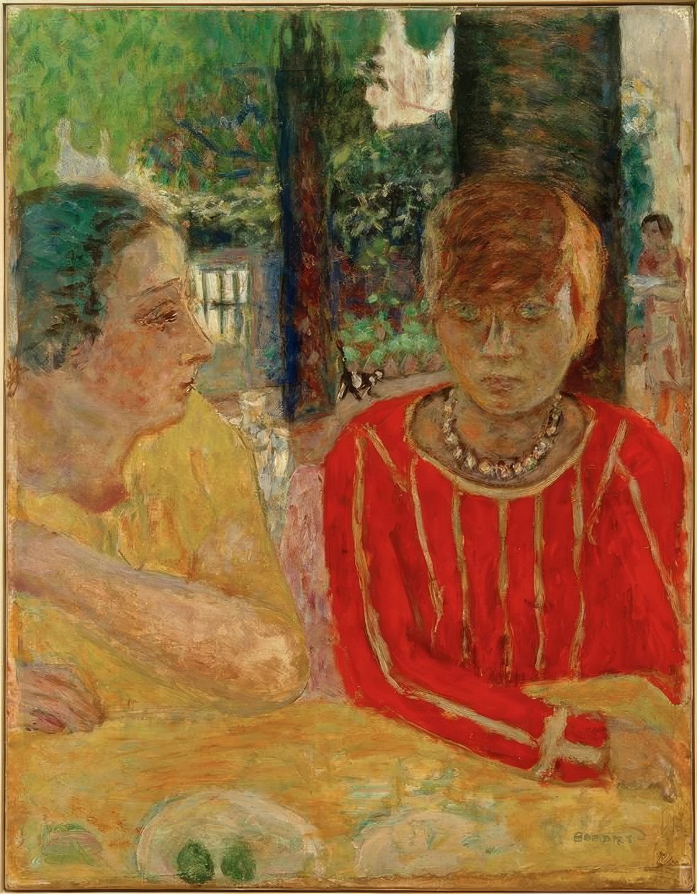 Reine Natanson e Marthe Bonnard con corpetto rosso da Pierre Bonnard