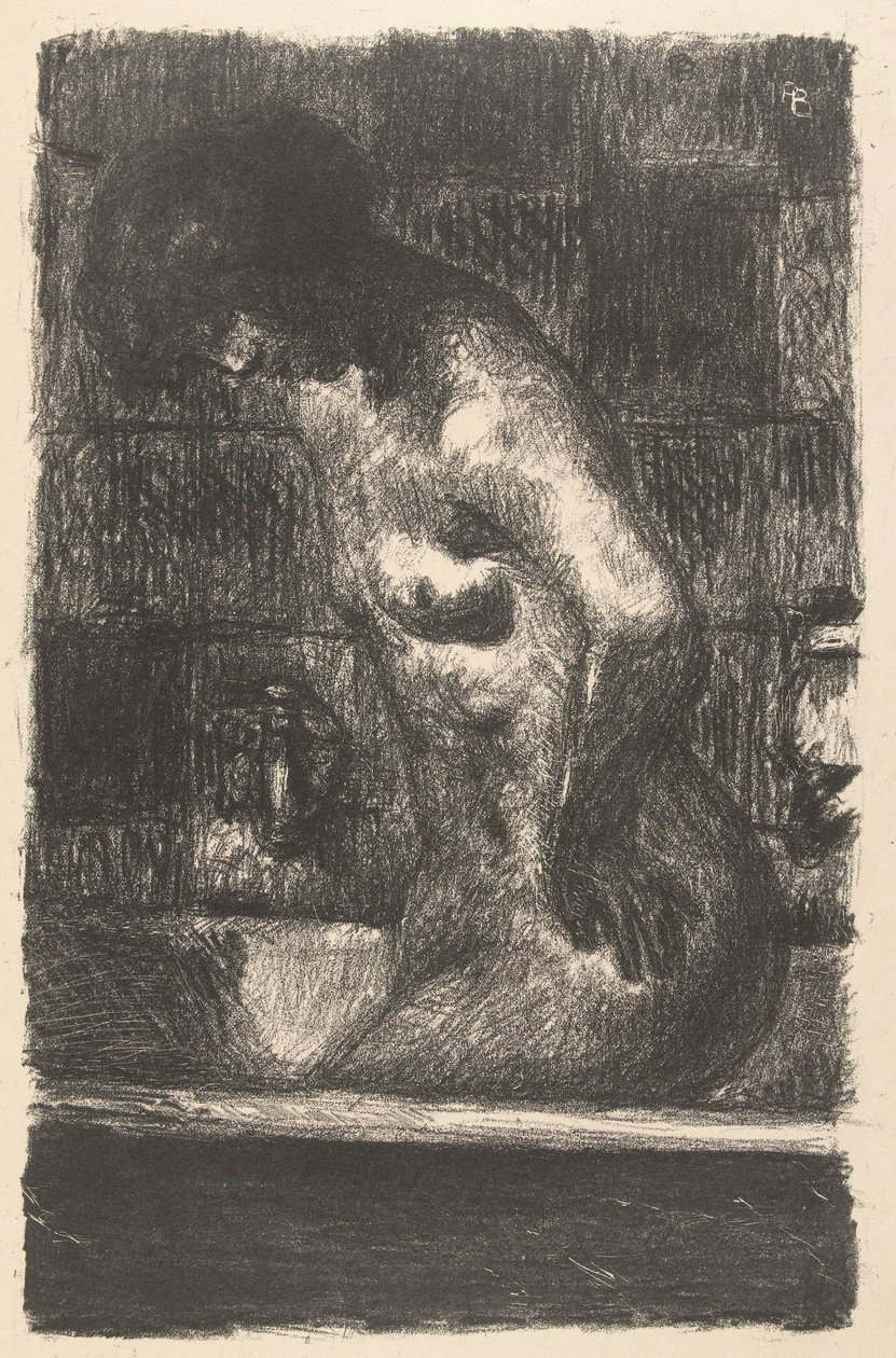 Donna nuda in piedi si lava nella vasca da Pierre Bonnard
