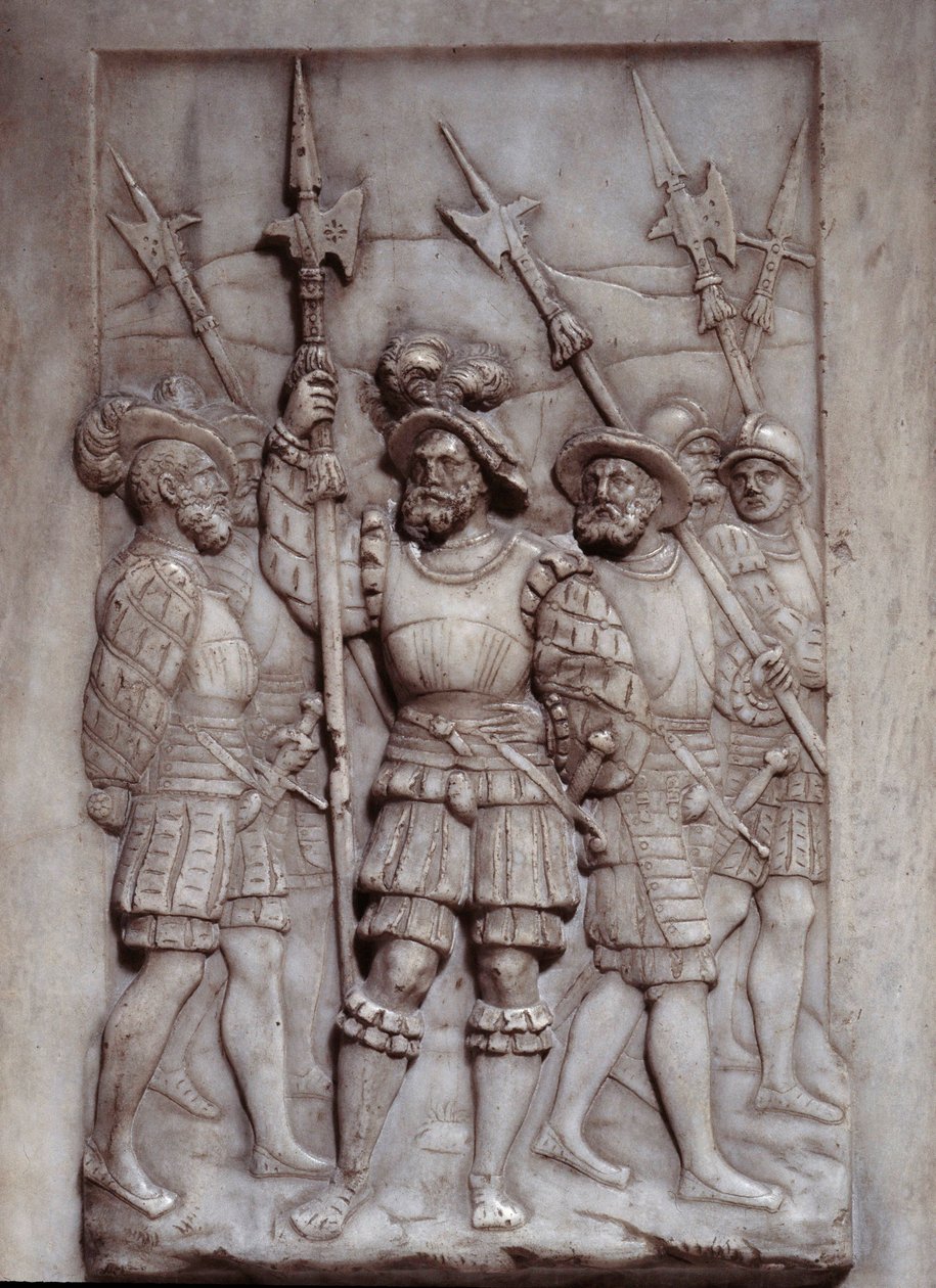 Soldati (dettaglio). Dettaglio dei bassorilievi della tomba di Francesco I (1494 - 1547) realizzati da Pierre Bontemps (1505/1510-1568/1570) da Pierre Bontemps