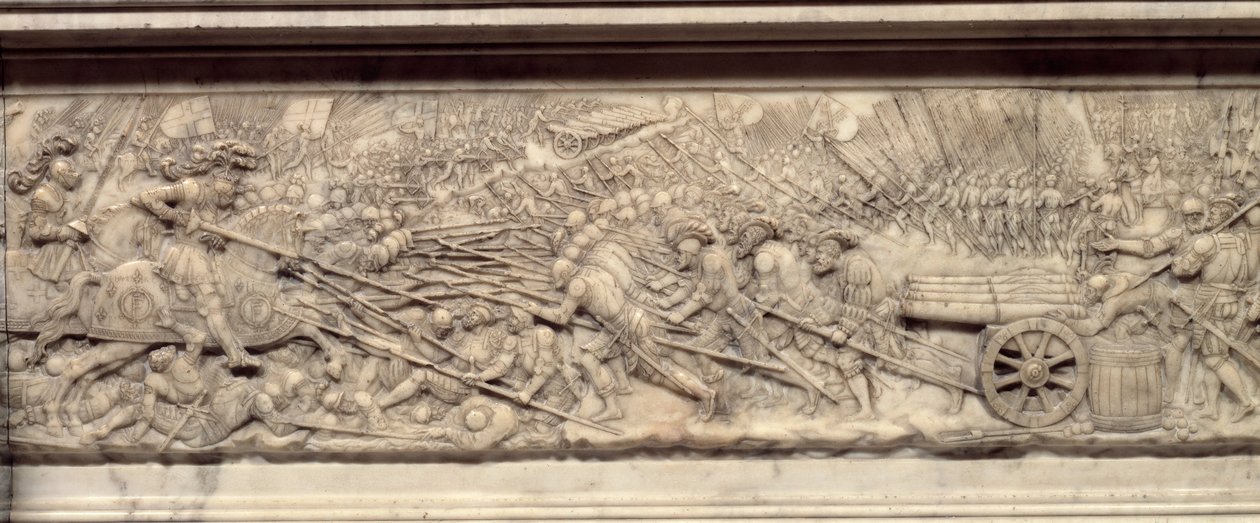 La battaglia di Marignano nel 1515. Tomba del cuore del re di Francia Francesco I (1494-1547): Bassorilievo di Pierre Bontemps (circa 1507-1568) da Pierre Bontemps