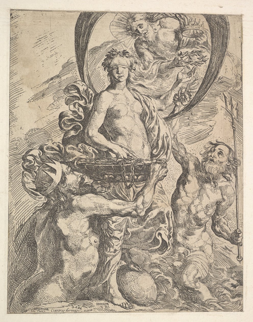 Giove, Plutone e Nettuno offrono le loro ricchezze alla Fortuna, 1624 da Pierre Brebiette
