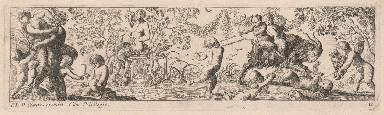 Putti e satiri che scoccano frecce da Pierre Brebiette