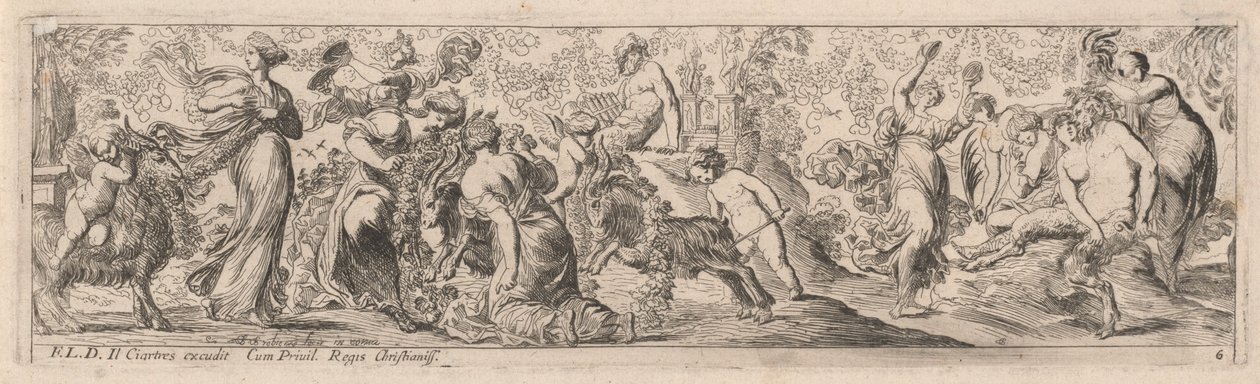 Putto che guida capre attraverso ghirlande da Pierre Brebiette