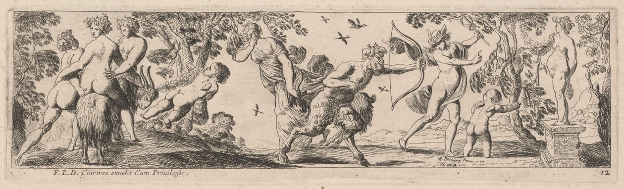Satiro e Mercurio che sparano a una statua da Pierre Brebiette