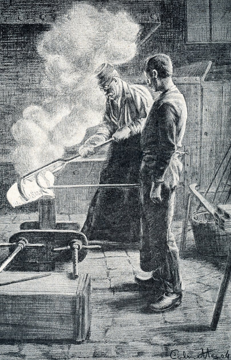 Fabbricazione di posate: colata di lingotto in uno stampo da Pierre Calmettes