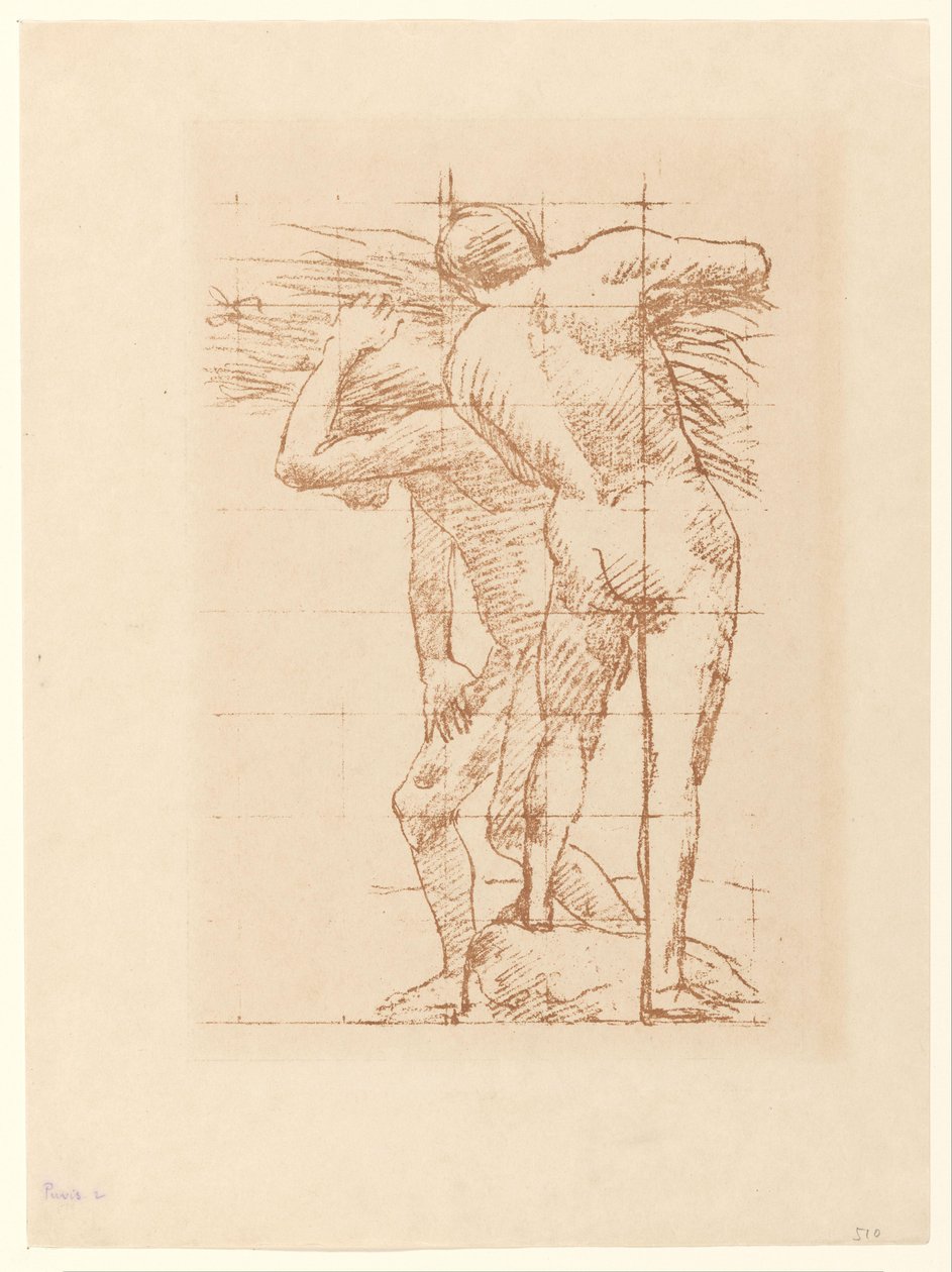 Studio di due uomini nudi con un fascio di paglia da Pierre Cécile Puvis de Chavannes