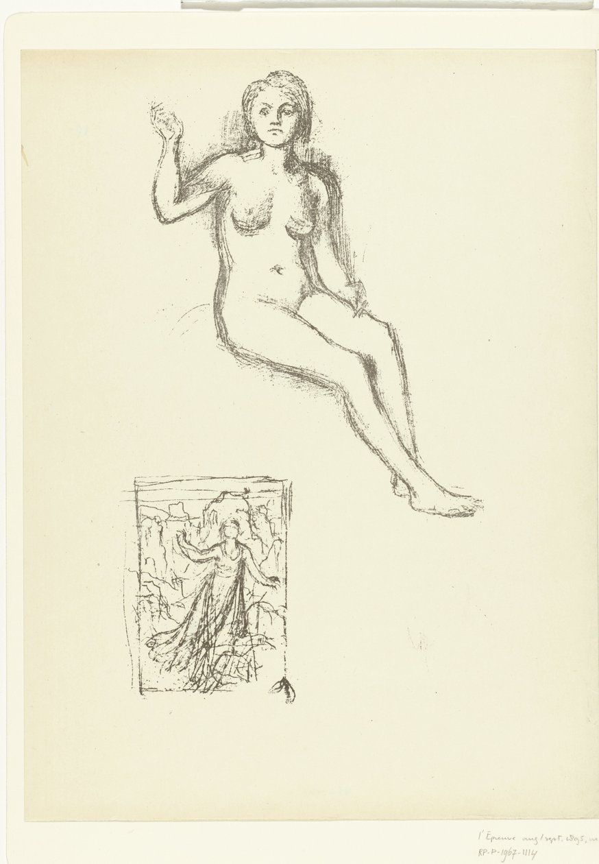 Donna nuda seduta e donna nel paesaggio da Pierre Cécile Puvis de Chavannes