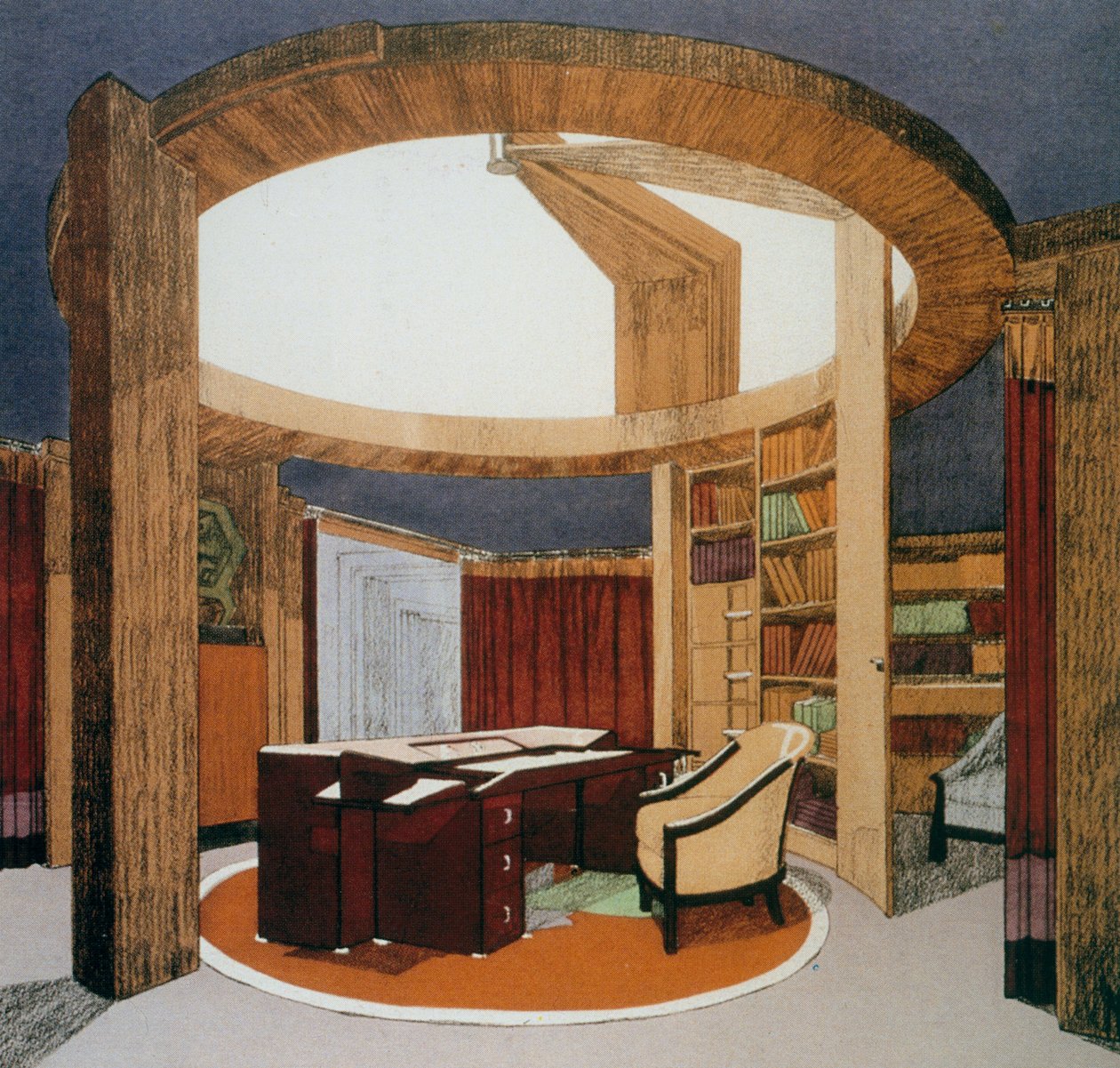Progetto per studio-biblioteca (Bureau-Bibliotheque) per l
