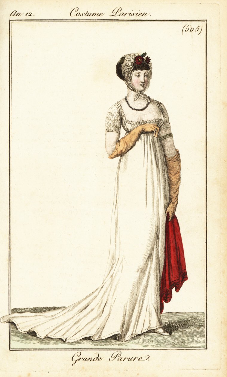 Donna in abito formale disegnata all