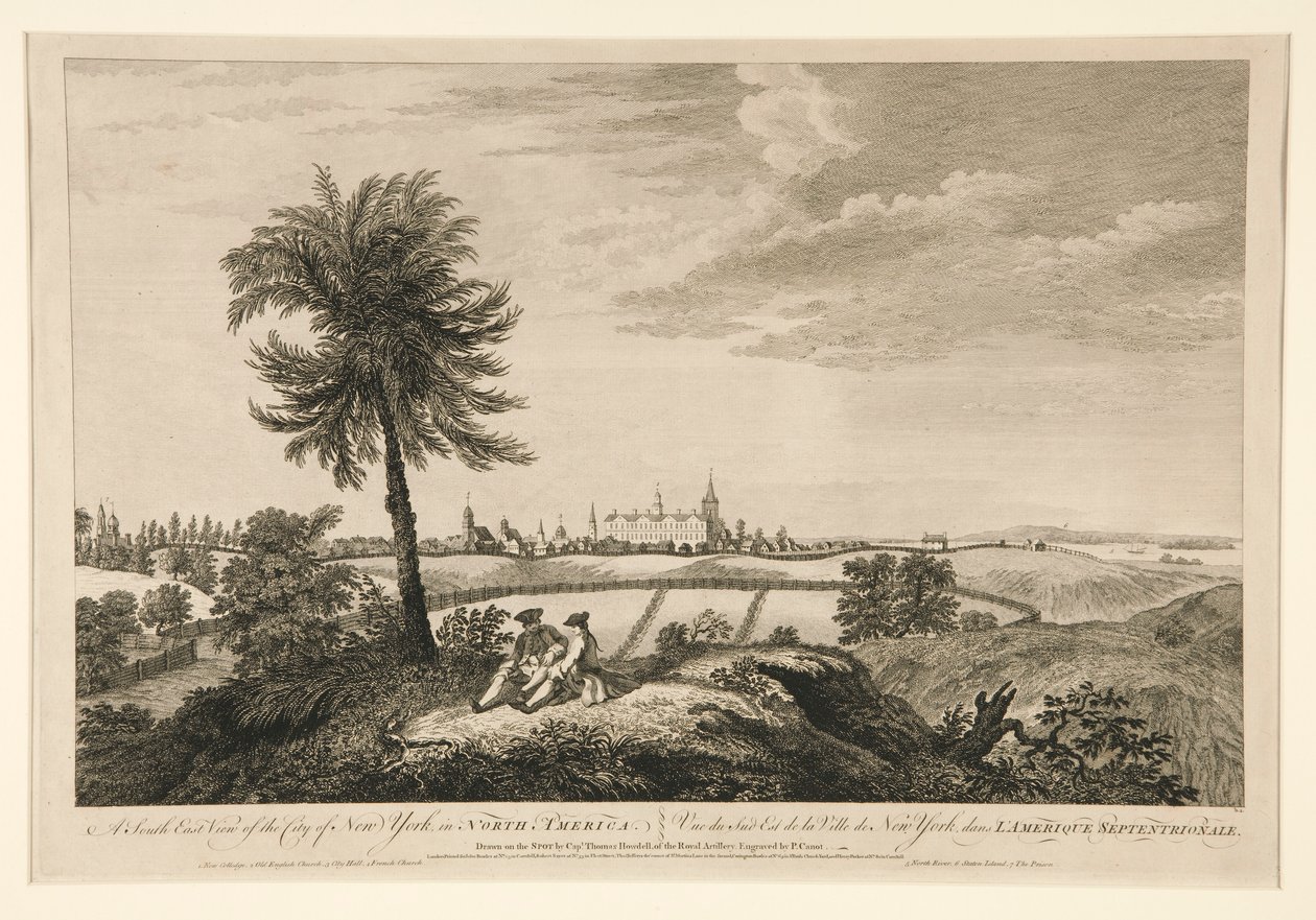 Vista sud-est della città di New York, in Nord America da Pierre Charles Canot