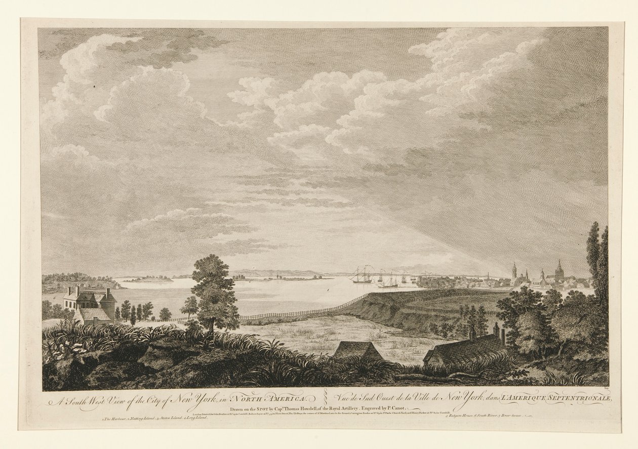 Una Vista Sud-Ovest della Città di New York da Pierre Charles Canot