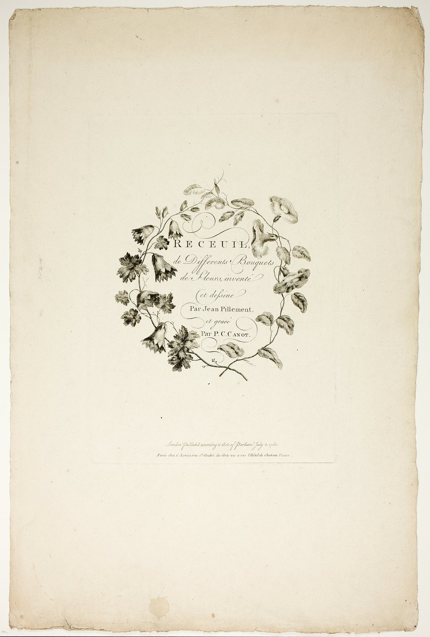 Copertina per la raccolta di diversi mazzi di fiori, inventati e disegnati da Jean Pillement e incisi da P. C. Canot da Pierre Charles Canot