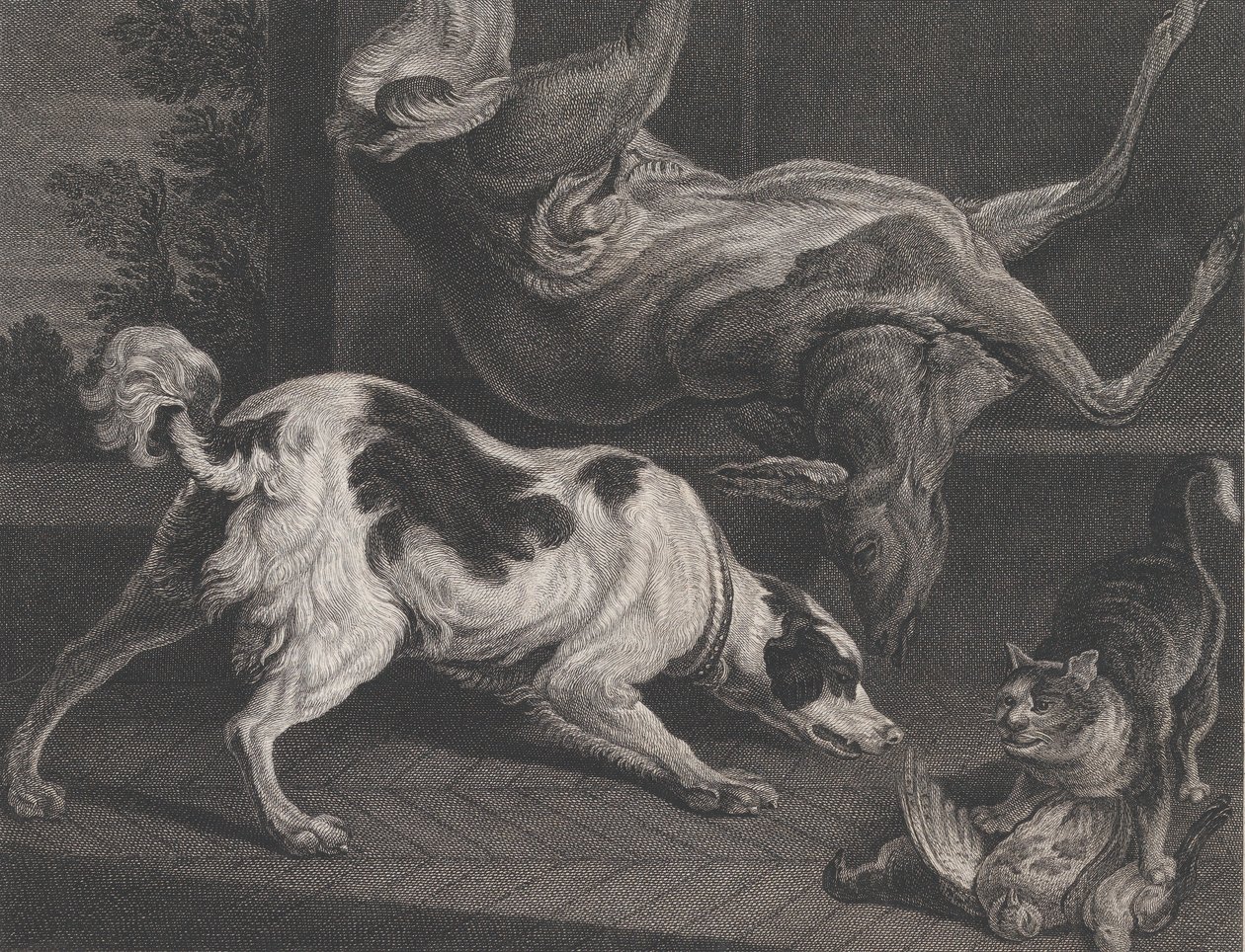 Cani e natura morta, 1778 da Pierre Charles Canot