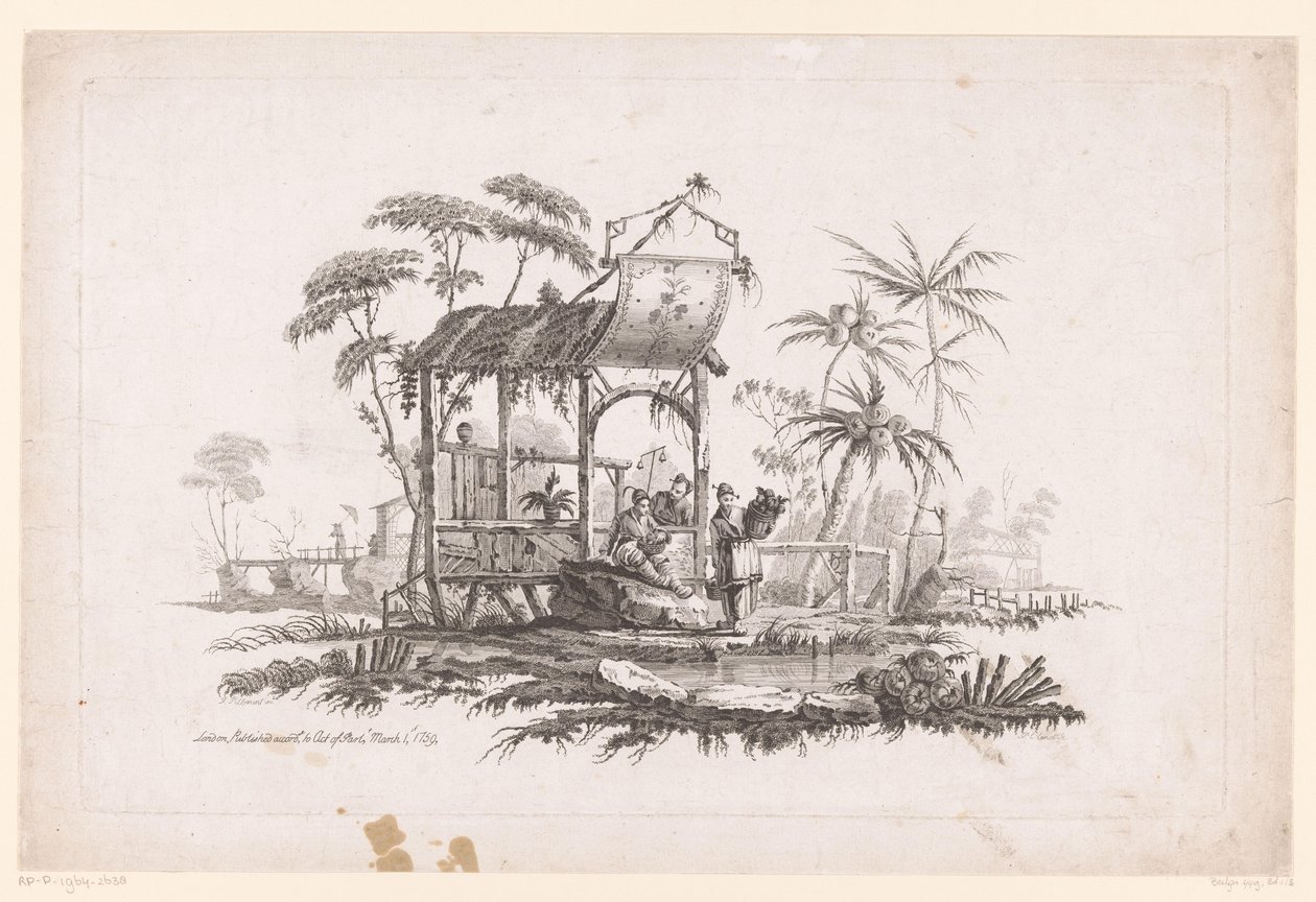 Figure con cesti sulla riva da Pierre Charles Canot