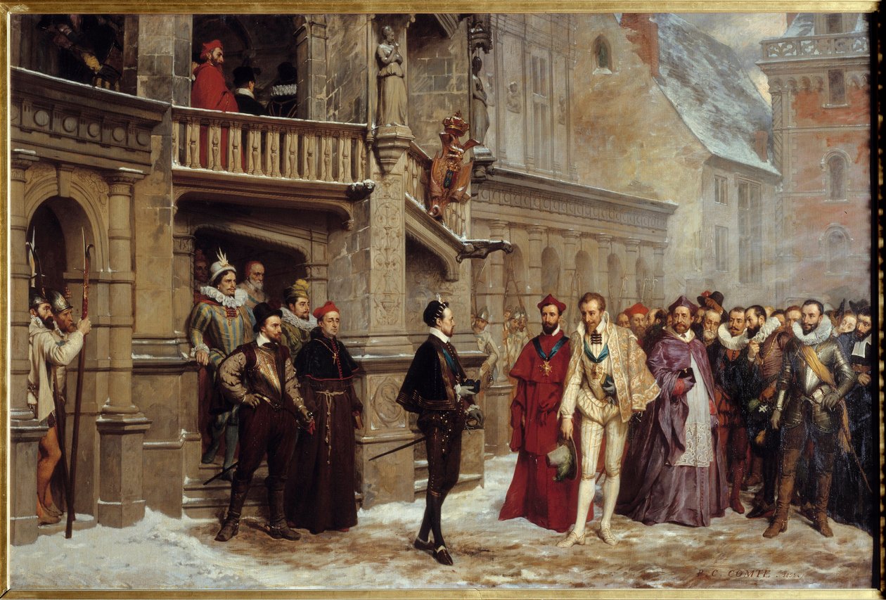 Incontro tra Enrico III Re di Francia e Enrico I di Lorena, Duca di Guisa detto il Balafré da Pierre Charles Comte