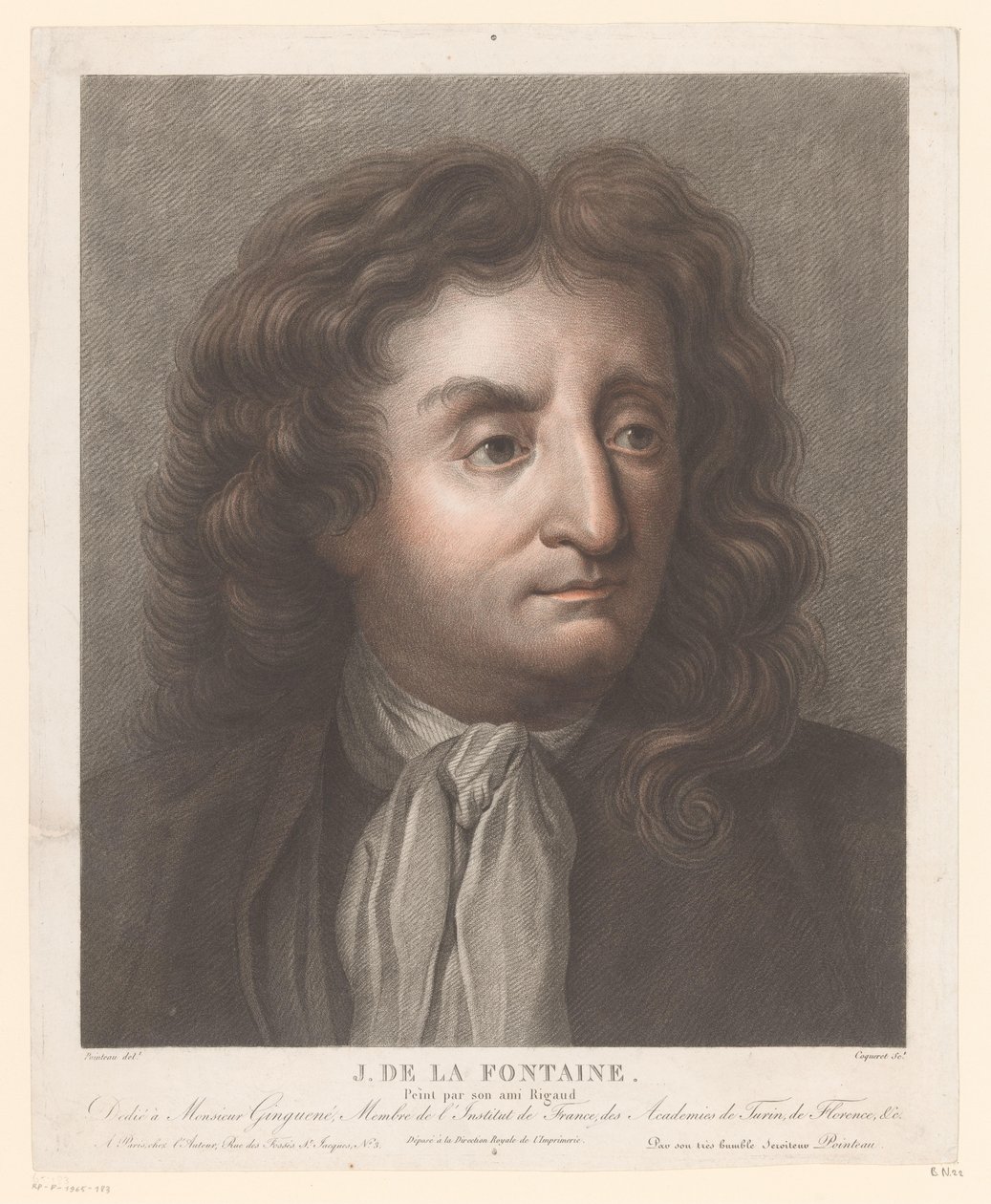 Ritratto di Jean de La Fontaine da Pierre Charles Coqueret