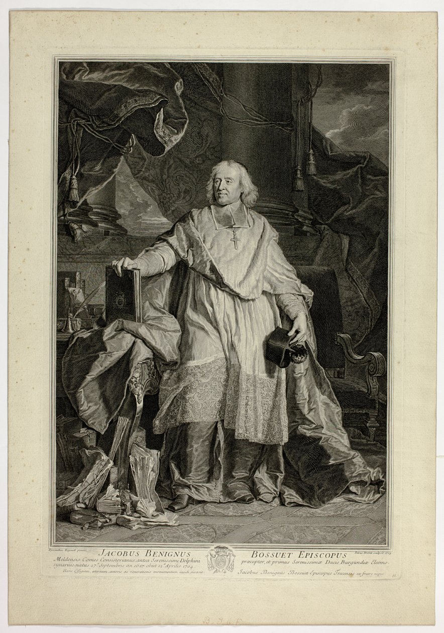 Ritratto di Jacques Bénigne Bossuet, Vescovo di Meaux da Pierre Drevet