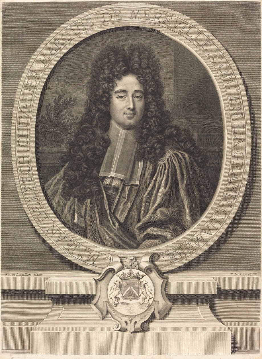 Jean Delpech, Marchese di Méréville da Pierre Drevet after Nicolas de Largillierre