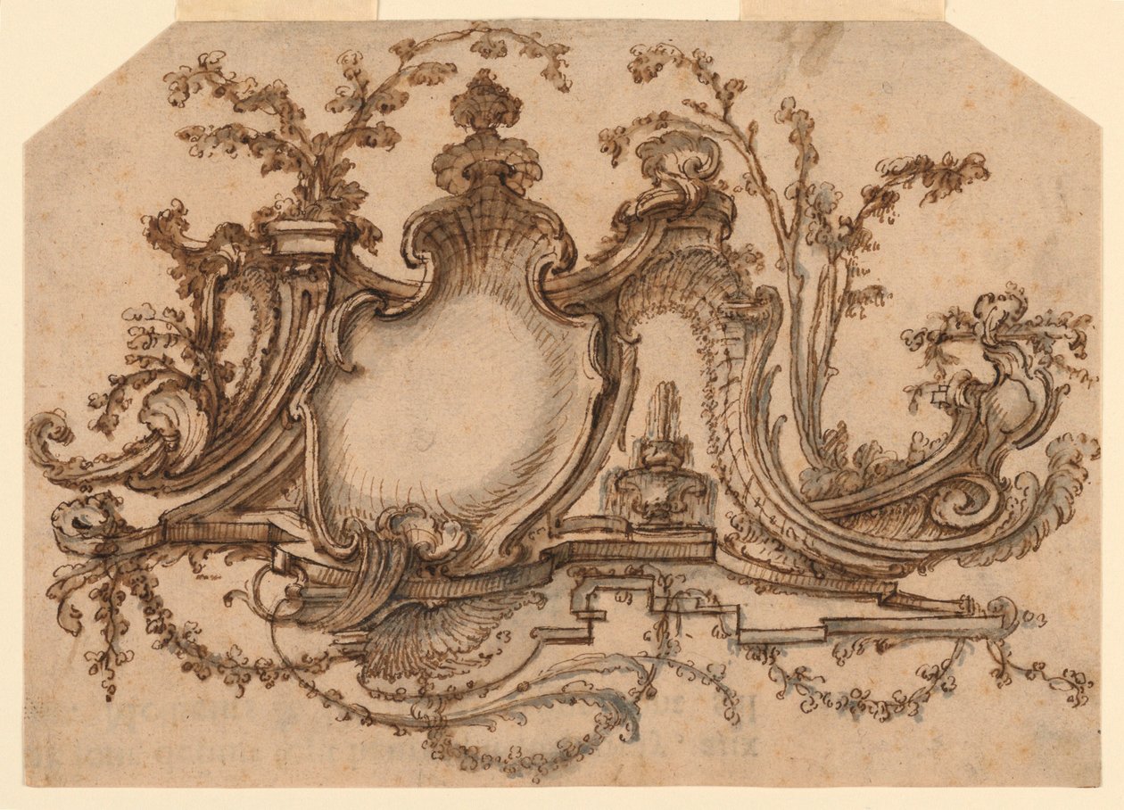 Disegno per decorazione di pannelli con ornamento Rocaille da Pierre Edme Babel
